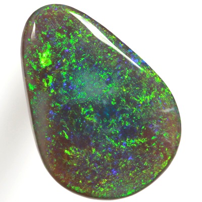 SOLID BLACK OPAL Sparkling green fire  from all angles